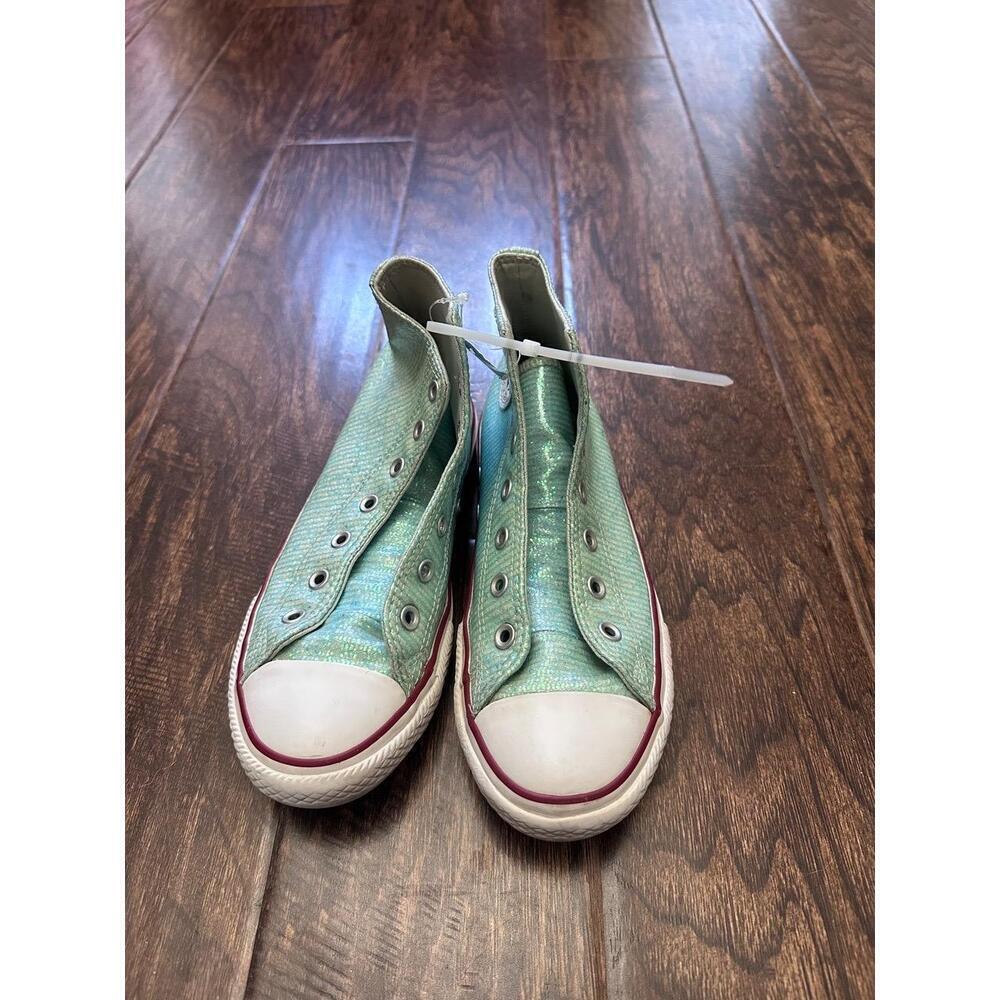 CONVERSE Chuck Taylor High Tops Junior US 3 Aqua Blue Glitter Sparkle Shoes